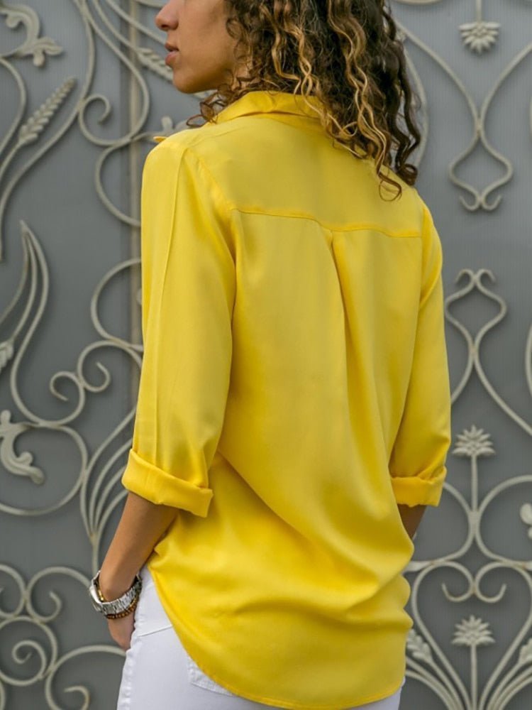 Women's Breathable Roll-Tab Sleeve Button-Down Blouse