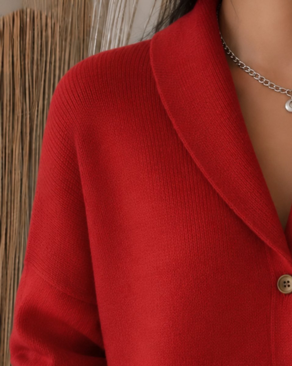 Women's Relaxed Polo Collar Buttoned Knit Cardigan