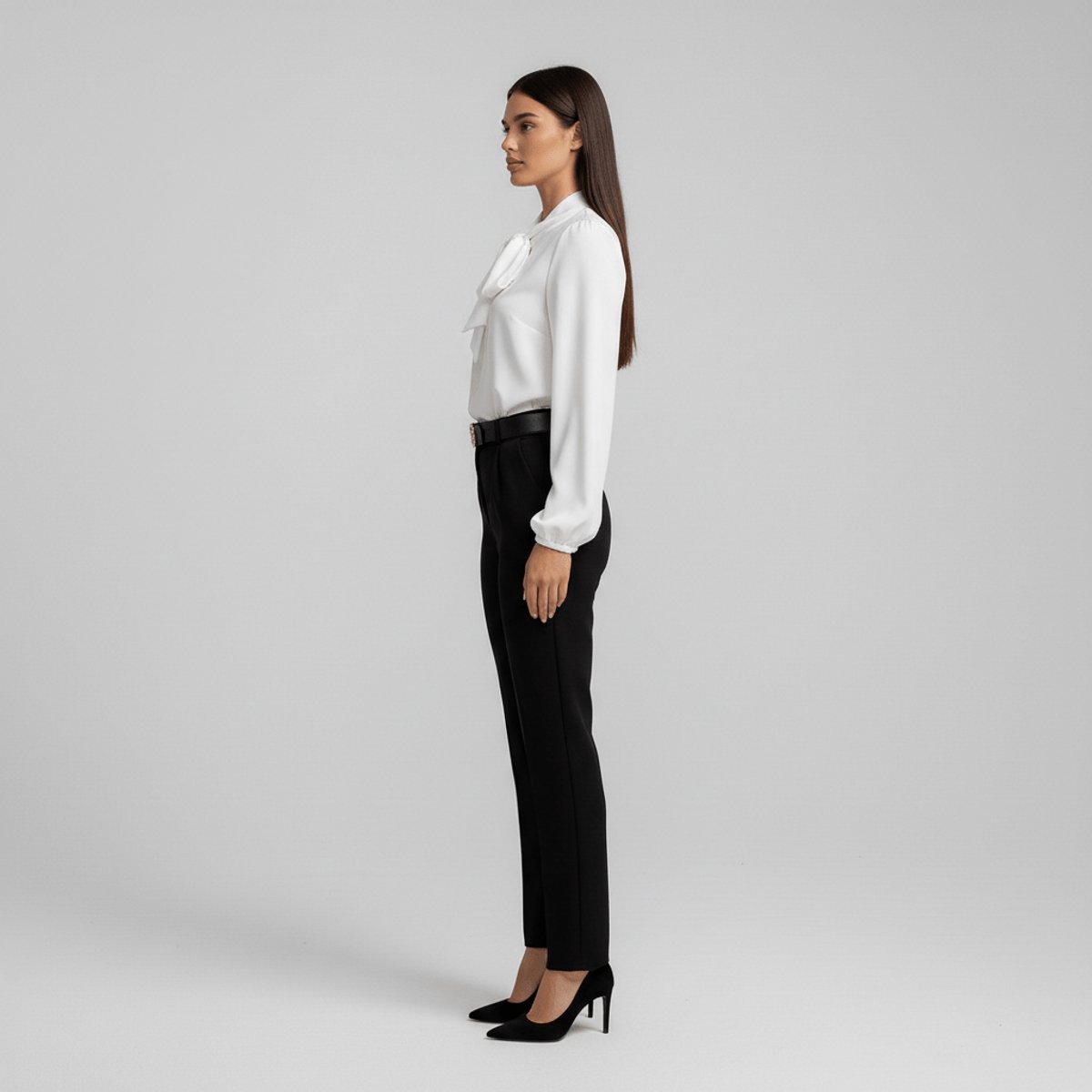 Women's Loose-Fit Long-Sleeve Blouse with Bow Detail