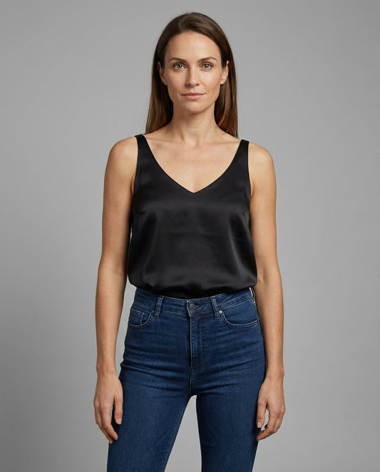 Women's Wide-Strap Satin V-Neck Camisole