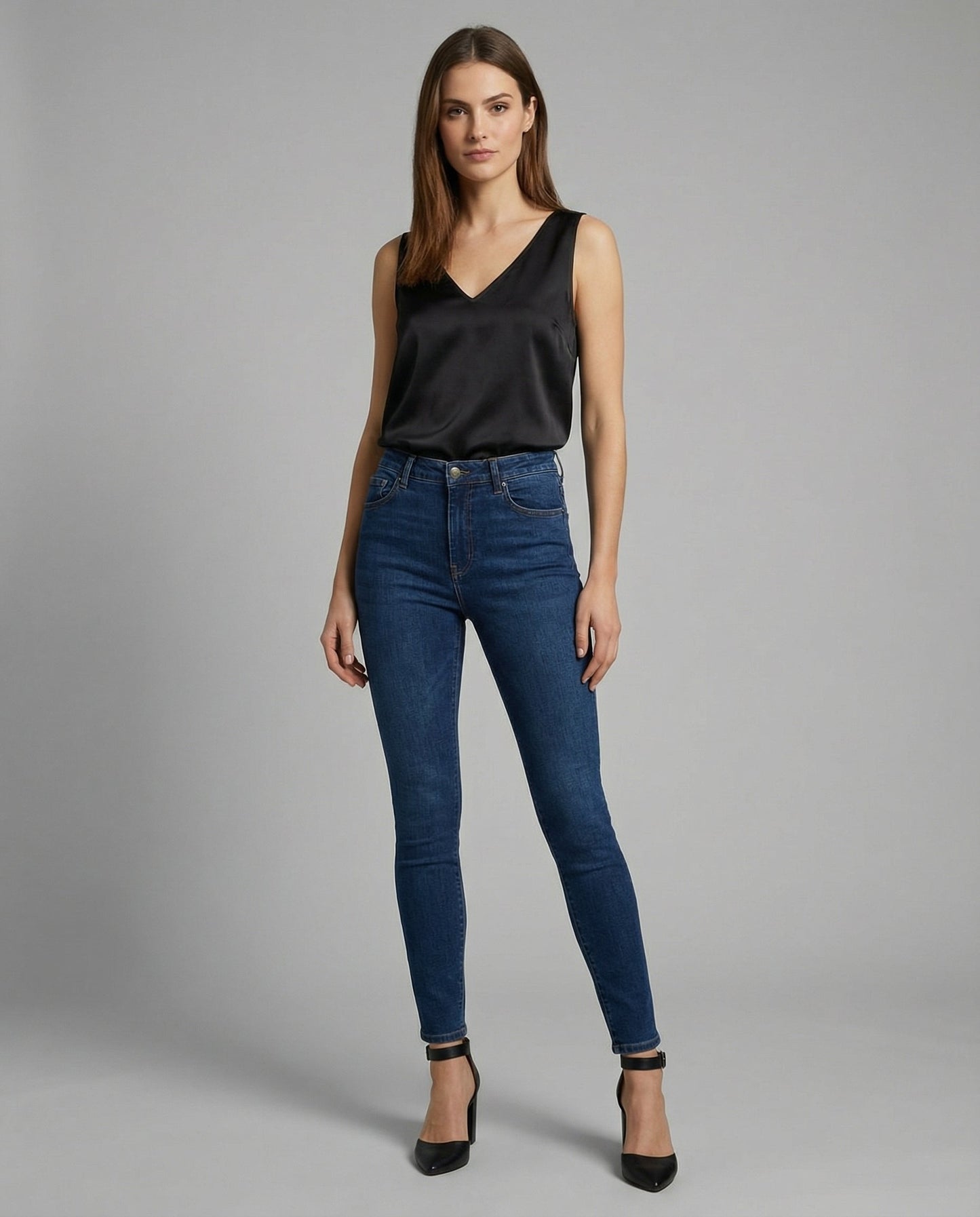 Women's Wide-Strap Satin V-Neck Camisole