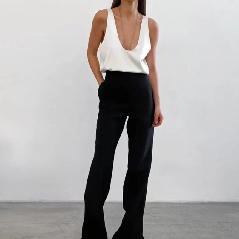 Women's Deep Scoop-Neck Relaxed-Fit Satin Tank Top