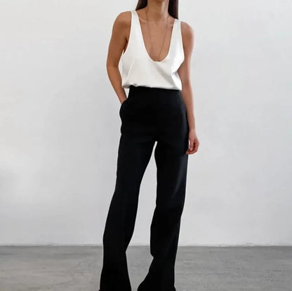 Women's Deep Scoop-Neck Relaxed-Fit Satin Tank Top