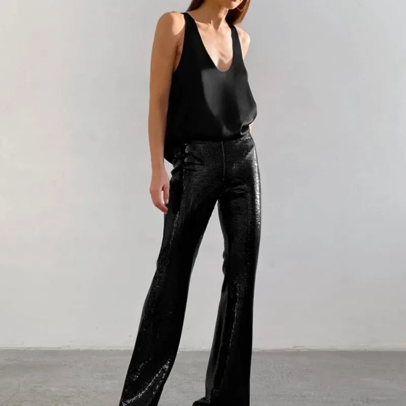 Women's Deep Scoop-Neck Relaxed-Fit Satin Tank Top