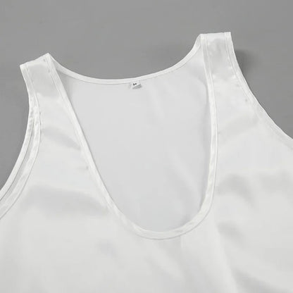 Women's Deep Scoop-Neck Relaxed-Fit Satin Tank Top