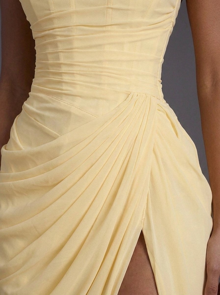 Strapless Slit Maxi Corset Dress for Women