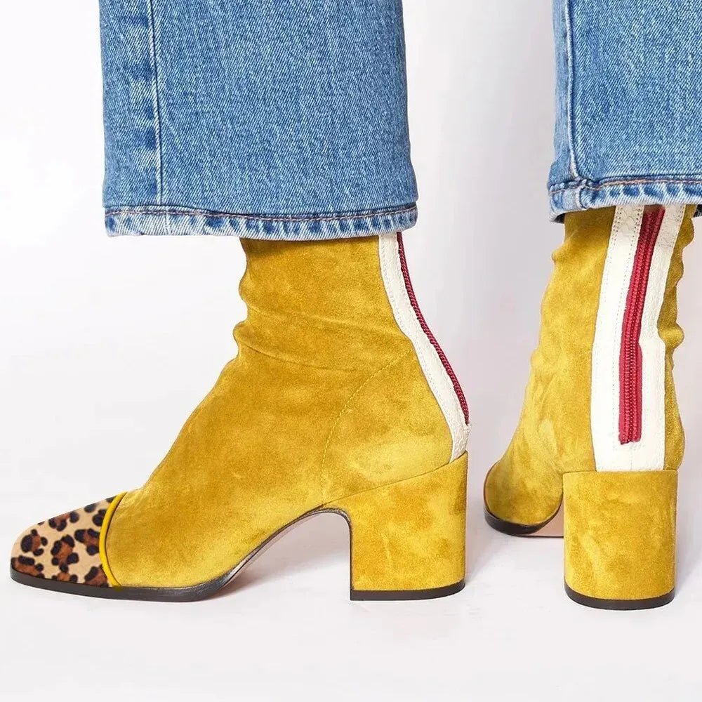 Women's Knee-High Suede Boots with Square Toe and Block Heel