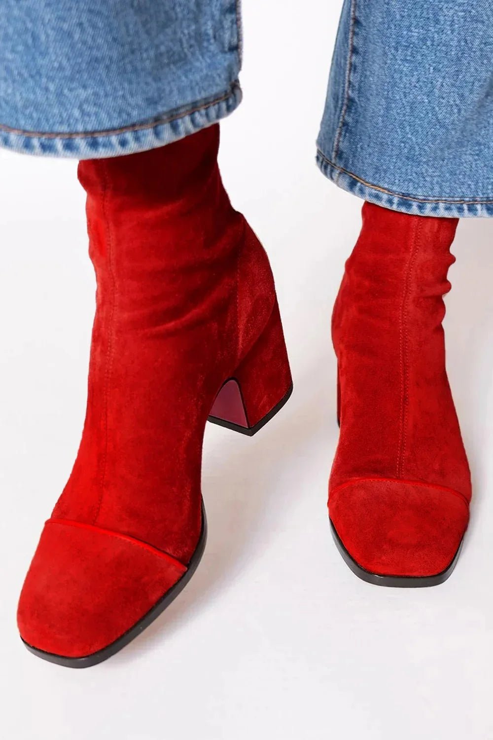 Women's Knee-High Suede Boots with Square Toe and Block Heel