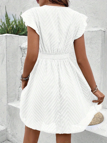 Women's Butterfly-Sleeve Lace V-Neck Casual Summer Dress