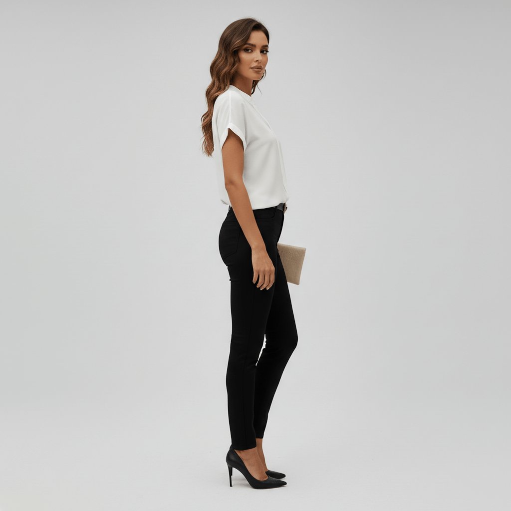 Women's Short-Sleeve Loose V-Neck Blouse