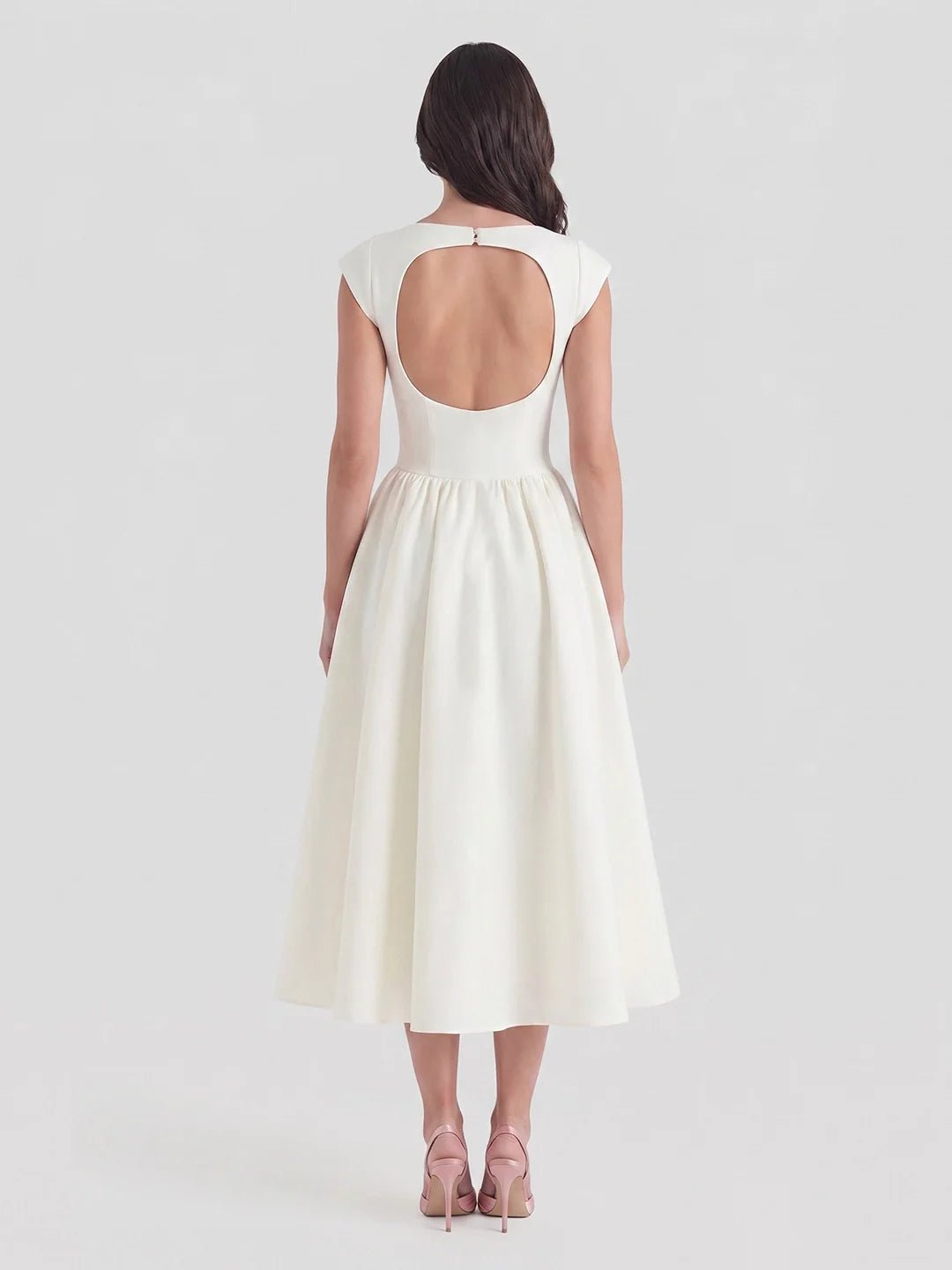 Women's Retro Bateau-Neck Satin Midi Dress
