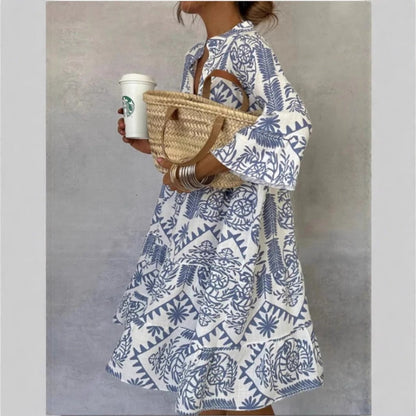 Women's Flared Floral Pattern Tunic Dress