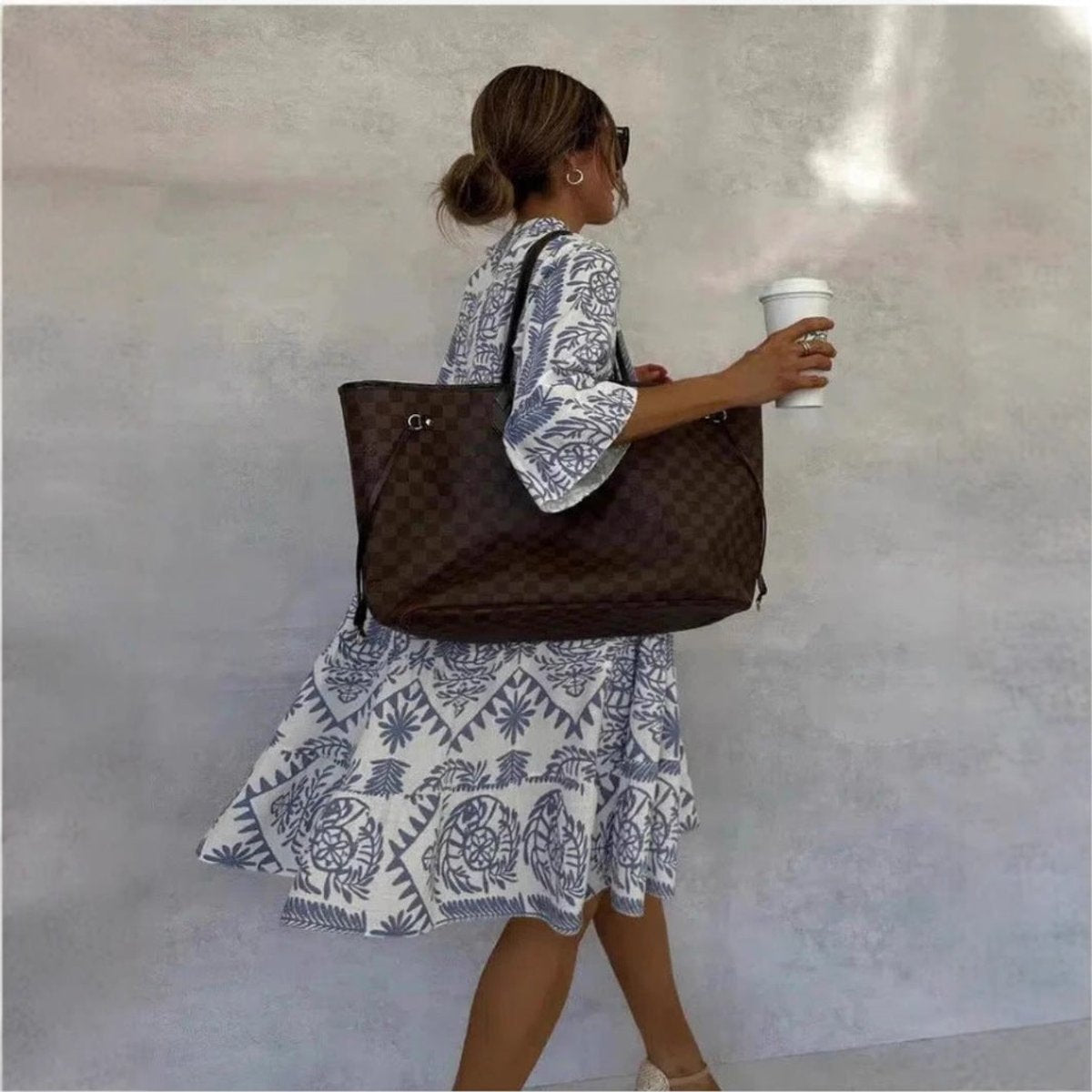 Women's Flared Floral Pattern Tunic Dress