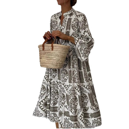 Women's Flared Floral Pattern Tunic Dress