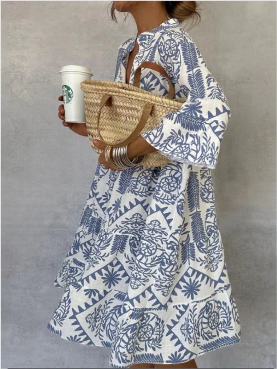 Women's Flared Floral Pattern Tunic Dress