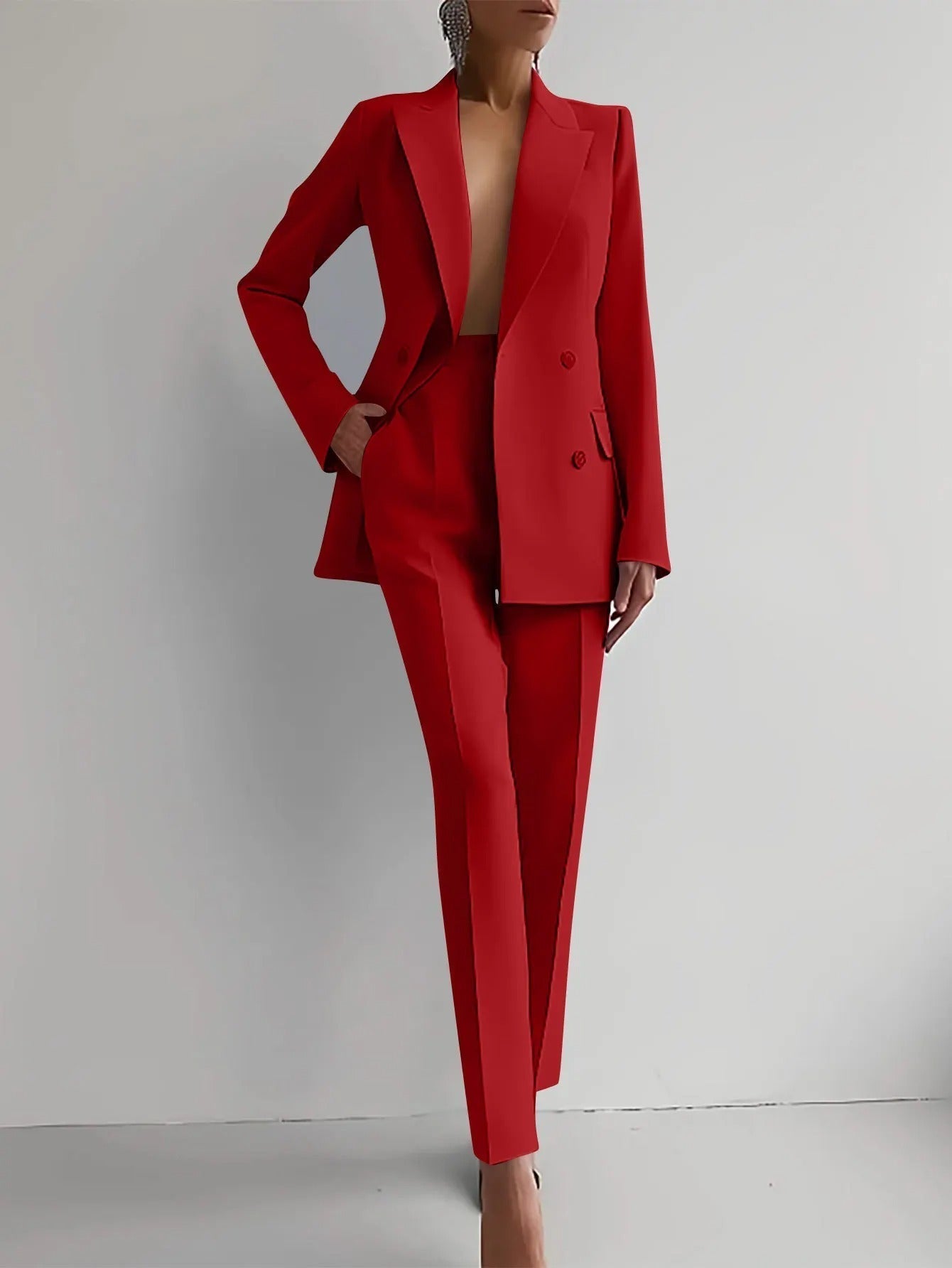 Women's Tailored Two-Piece Blazer and Trouser Suit
