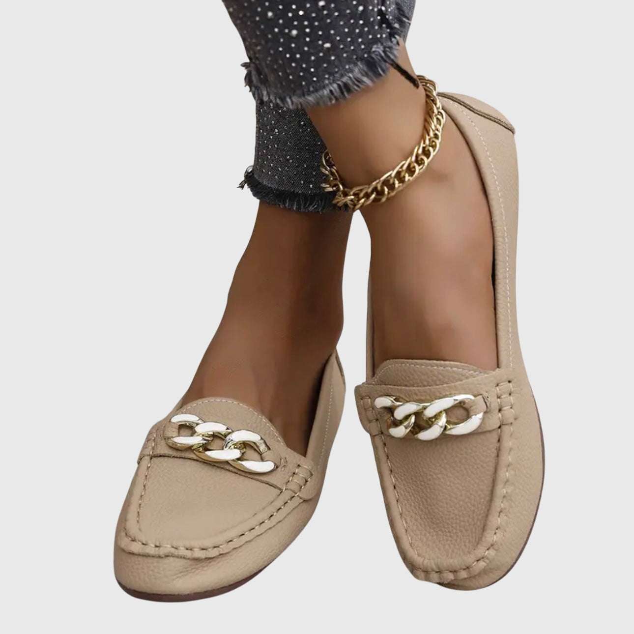 Women's Chain-Embellished Slip-On Loafers