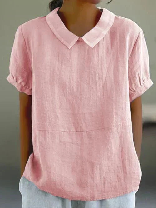 Women's Peter Pan Collar Linen Top