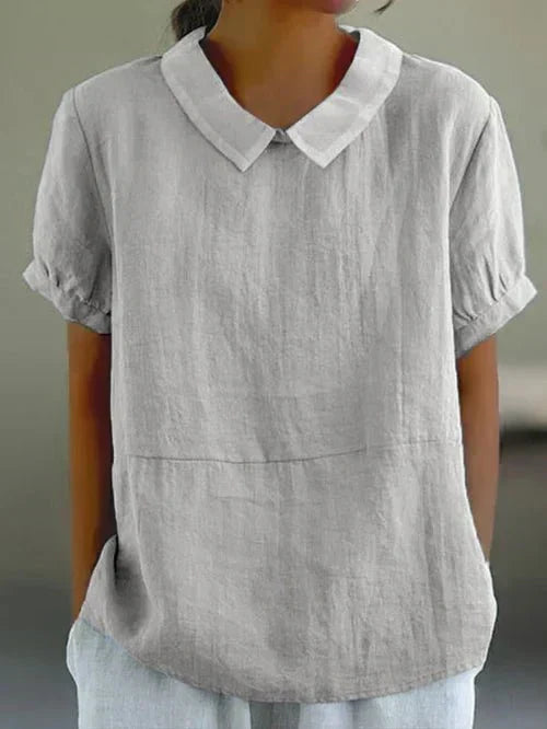 Women's Peter Pan Collar Linen Top
