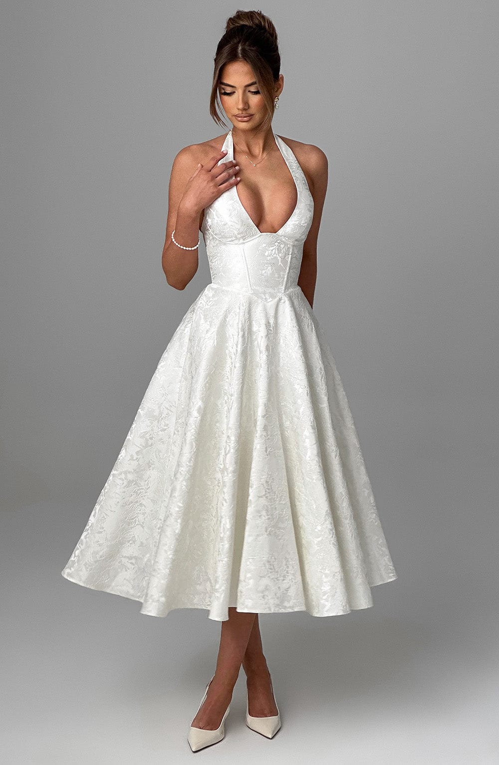 Women's Halter-Neck Midi Dress for Wedding Guests