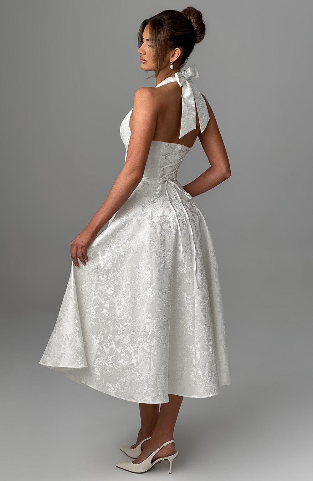 Women's Halter-Neck Midi Dress for Wedding Guests