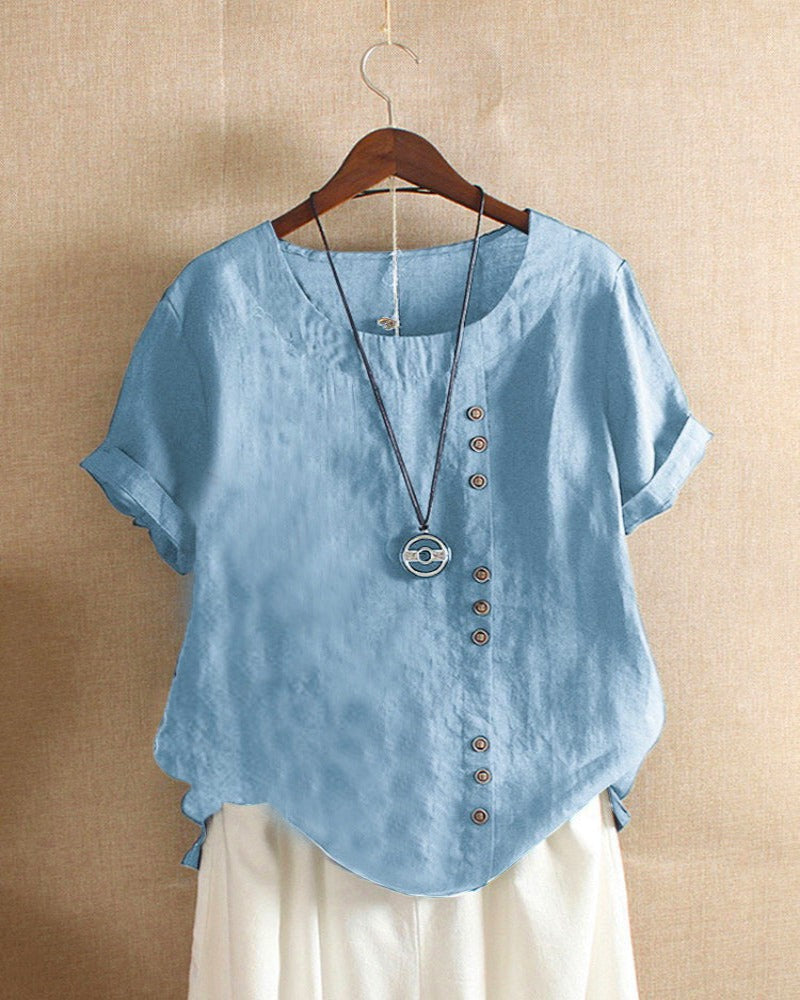 Women's Casual Summer Button-Accent Blouse