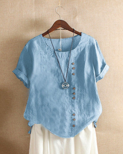 Women's Casual Summer Button-Accent Blouse