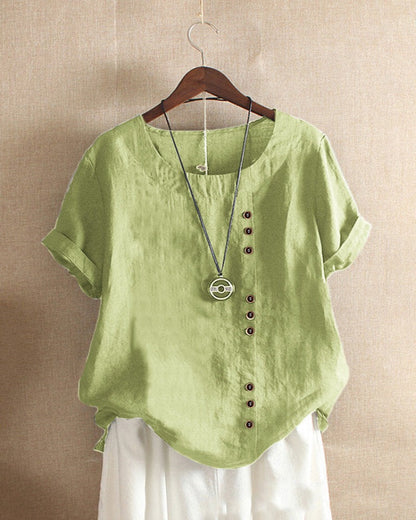 Women's Casual Summer Button-Accent Blouse
