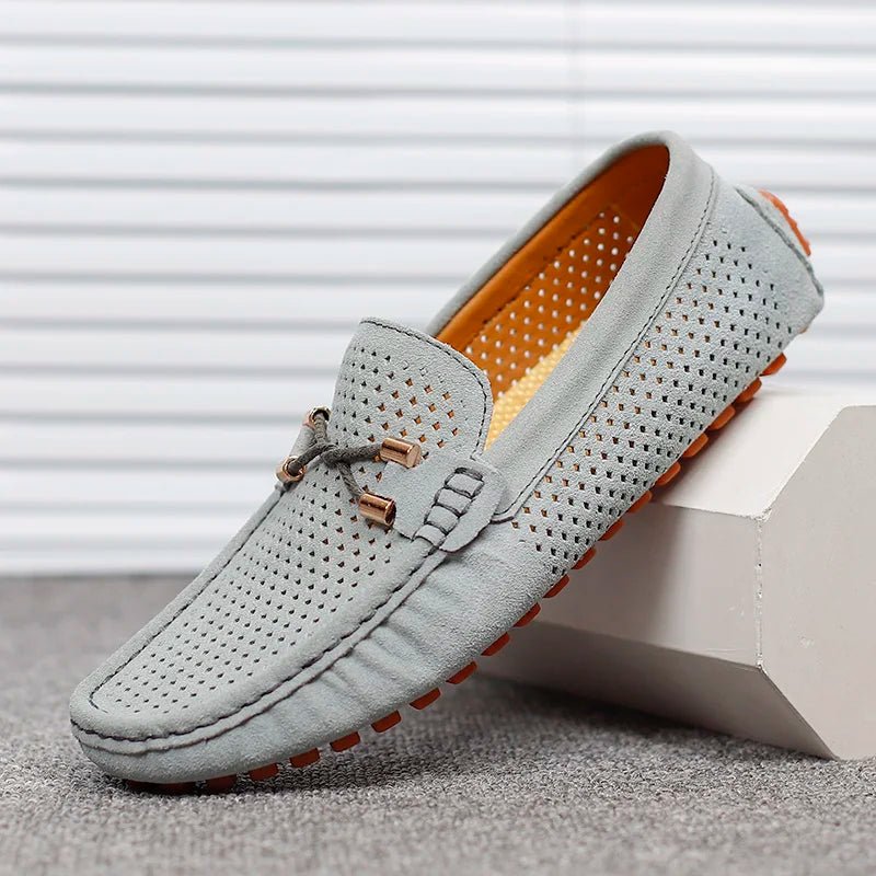 Men's Summer Perforated Suede Slip-On Loafers