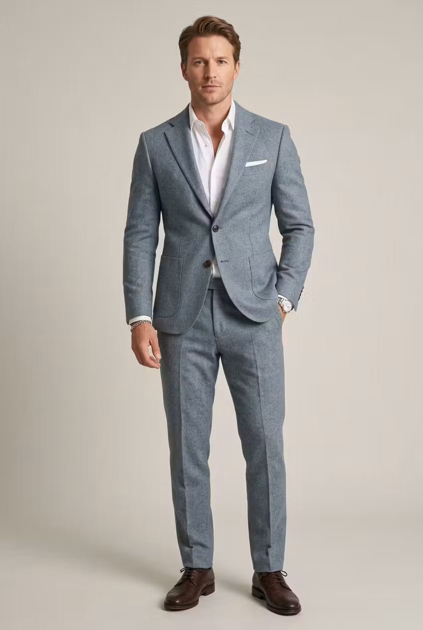 Men's Slate Blue Slim-Fit 2-Piece Formal Suit