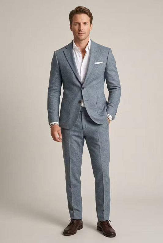 Men's Slate Blue Slim-Fit 2-Piece Formal Suit