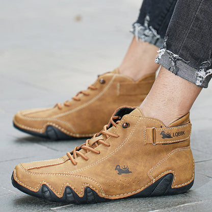 Men's Lace-Up Leather Ankle Boots for Walking