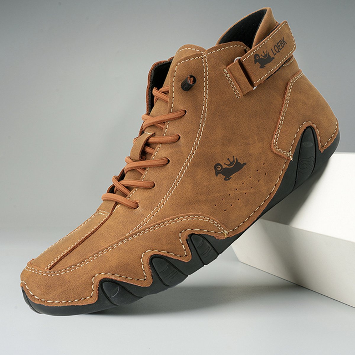 Men's Lace-Up Leather Ankle Boots for Walking