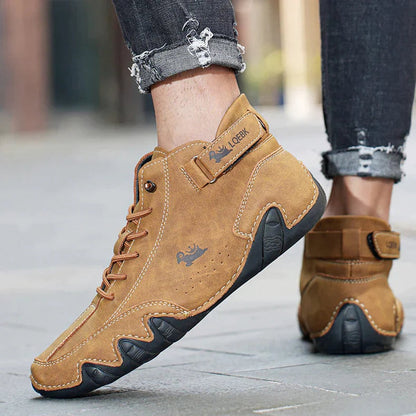 Men's Lace-Up Leather Ankle Boots for Walking