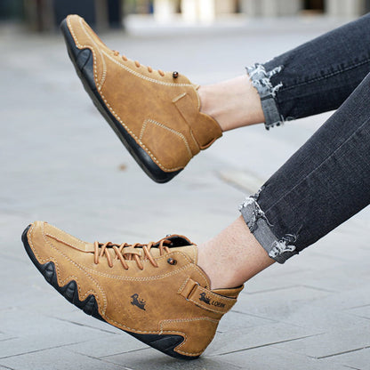Men's Lace-Up Leather Ankle Boots for Walking