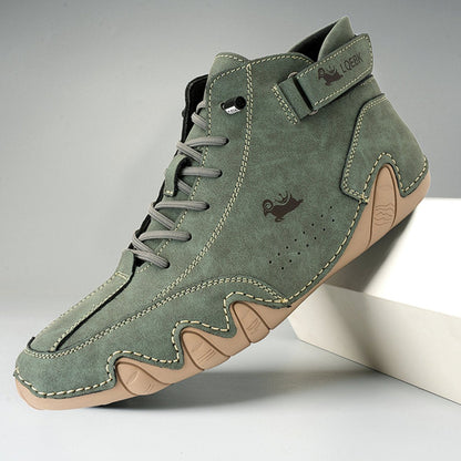 Men's Lace-Up Leather Ankle Boots for Walking