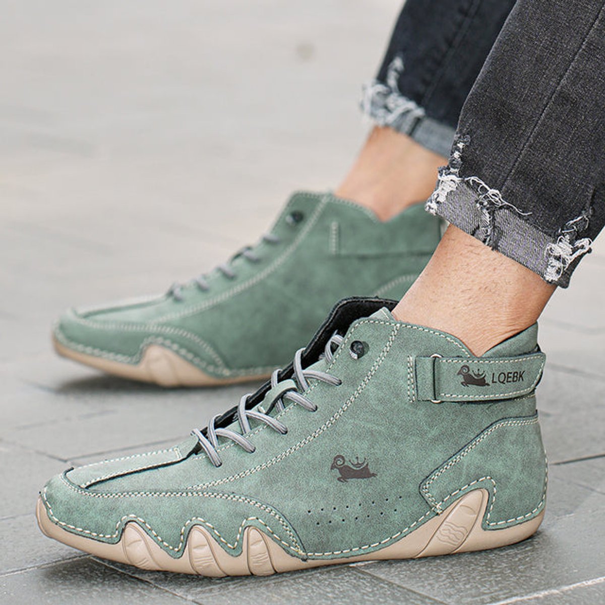 Men's Lace-Up Leather Ankle Boots for Walking