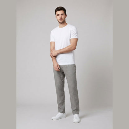 Men's Buttoned Linen Trousers with Elasticized Waistband