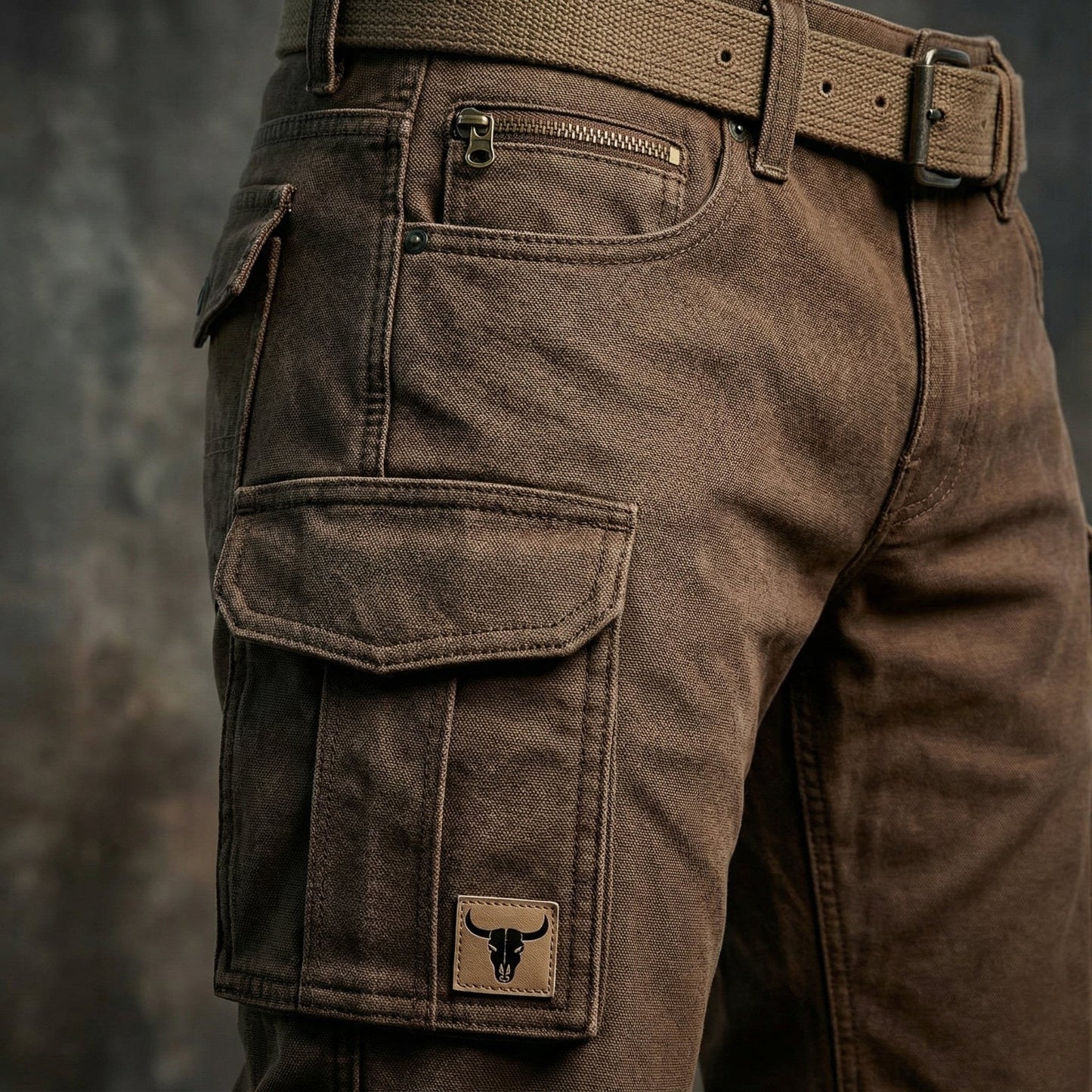 Men's Slim Tapered Cargo Trousers with Patch and Side Pockets