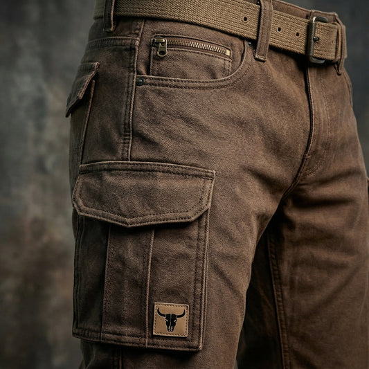 Men's Slim Tapered Cargo Trousers with Patch and Side Pockets