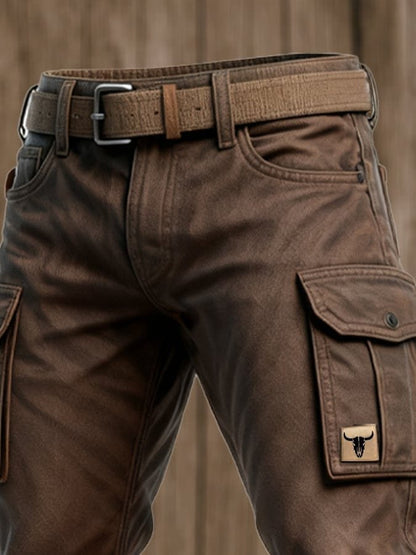 Men's Slim Tapered Cargo Trousers with Patch and Side Pockets