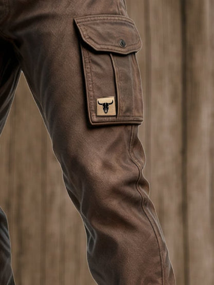 Men's Slim Tapered Cargo Trousers with Patch and Side Pockets