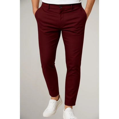 Men's Tailored Slim-Fit Business Suit Trousers