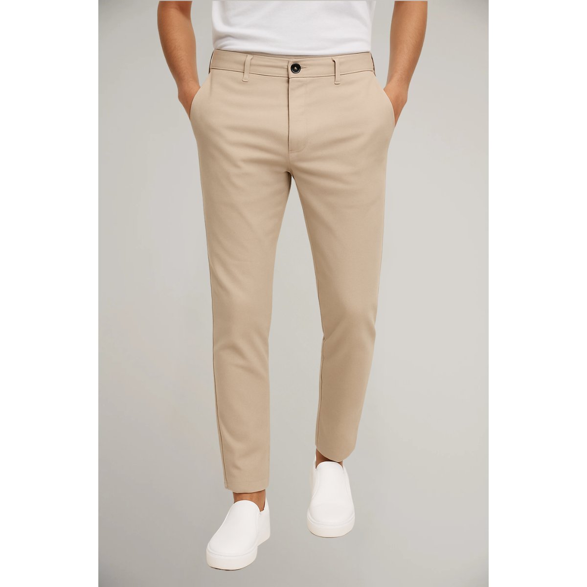 Men's Tailored Slim-Fit Business Suit Trousers