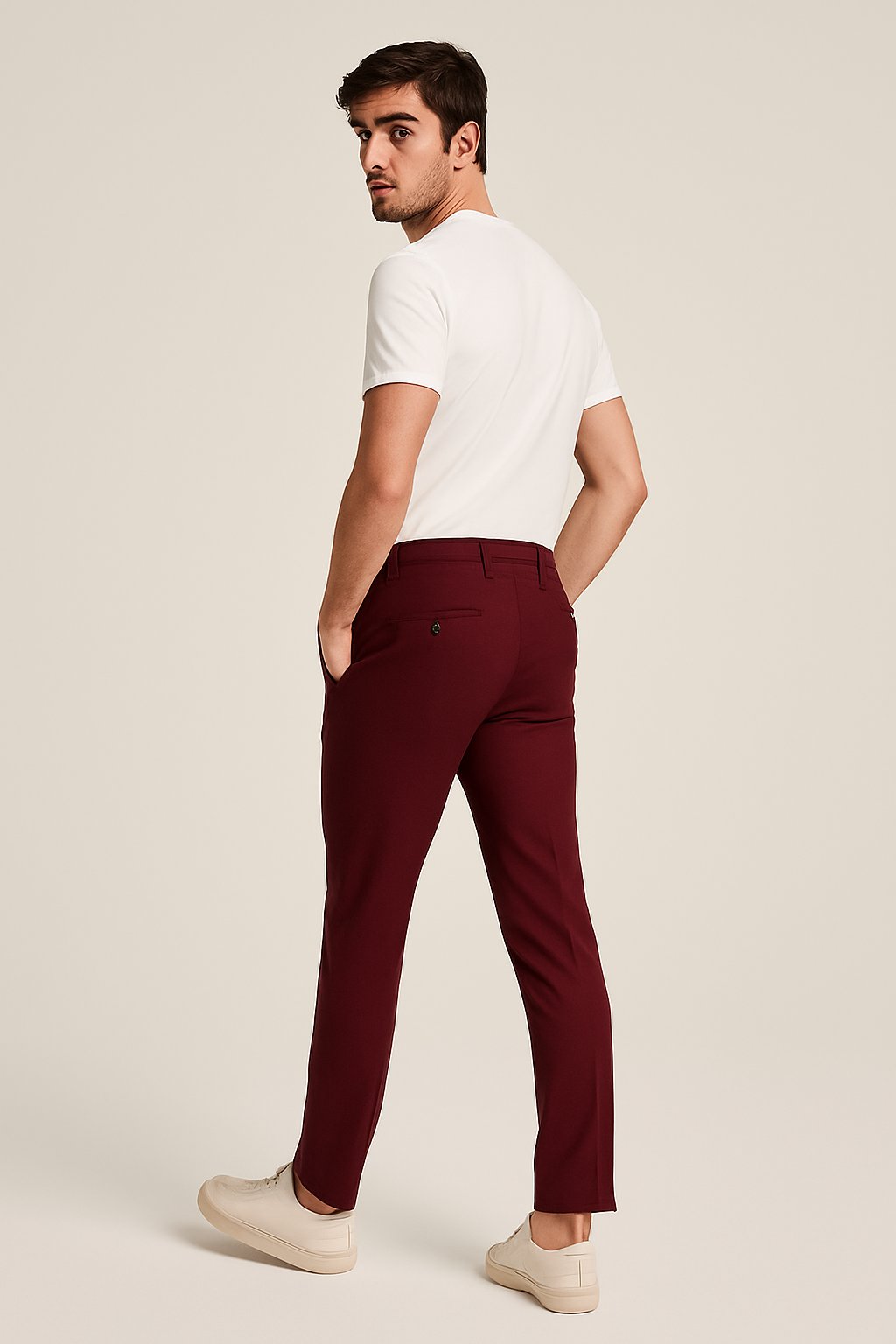 Men's Tailored Slim-Fit Business Suit Trousers