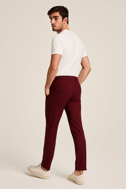 Men's Tailored Slim-Fit Business Suit Trousers