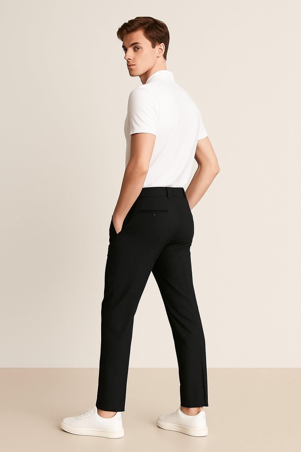Men's Tailored Slim-Fit Business Suit Trousers