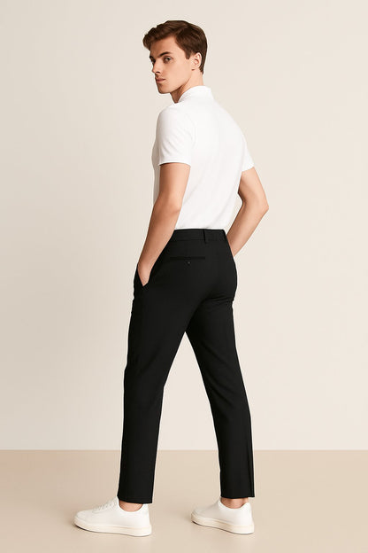 Men's Tailored Slim-Fit Business Suit Trousers