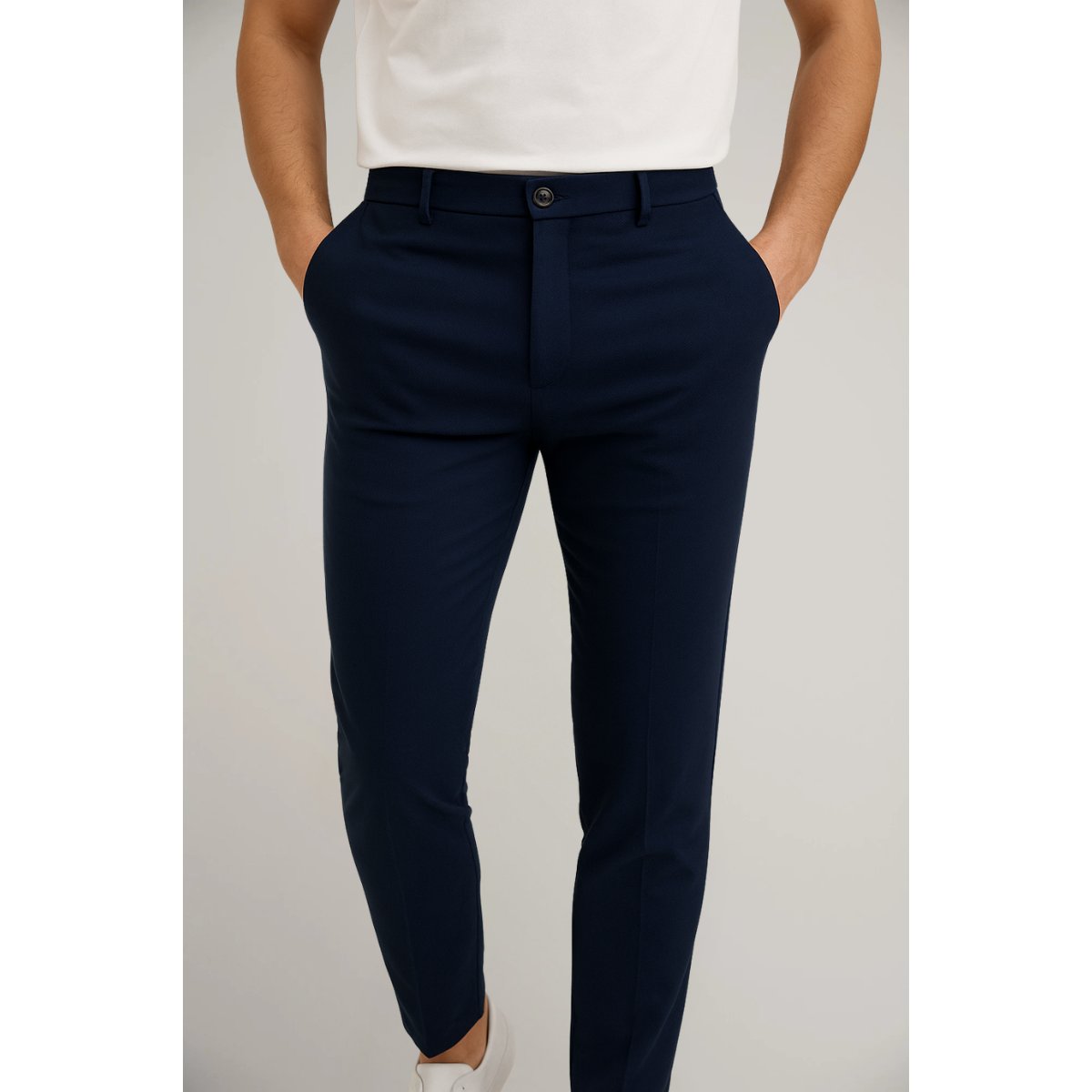 Men's Tailored Slim-Fit Business Suit Trousers