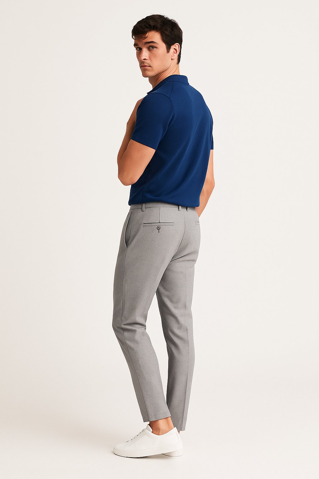 Men's Tailored Slim-Fit Business Suit Trousers